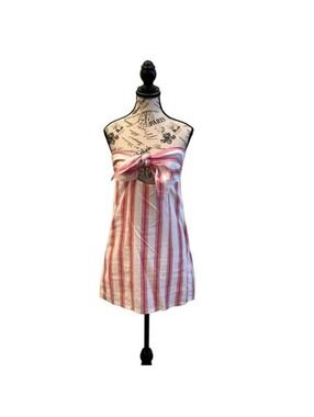 Pink & White Stripe Cotton Sun Dress | Forever 21 | Large #106